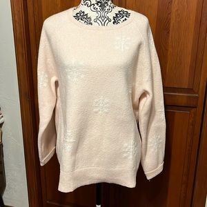 NWT LOFT soft pink snowflake sweater size XL